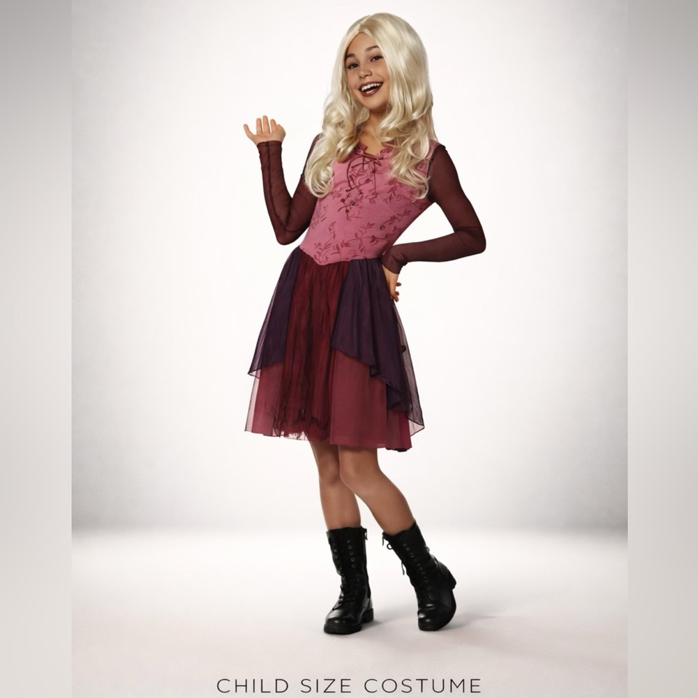 NIP Spirit Halloween Hocus Pocus Sarah Sanderson Dress Costume Child XL 14-16